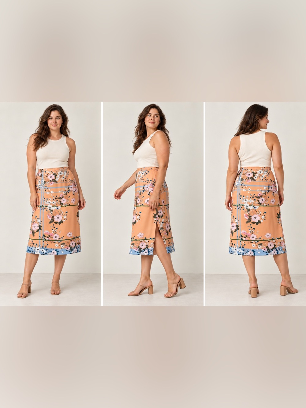 J.Crew Grid Floral Midi Slip Skirt Size 10 NWT Viscose Lined L7538